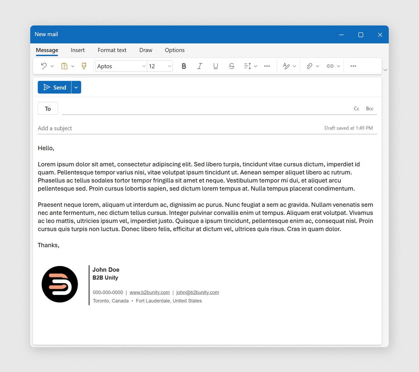 B2B Unity Employee Email Signature